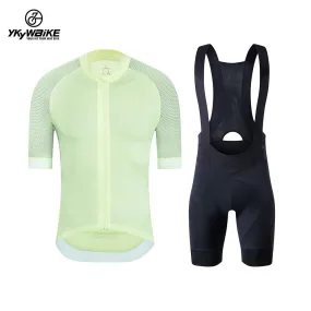 YKYW Men’s Cycling Jersey Set Back Full Mesh Design Quick Dry Ultralight Cycling Jersey and 5H Ride Bib Shorts 4 Perfect Combinations