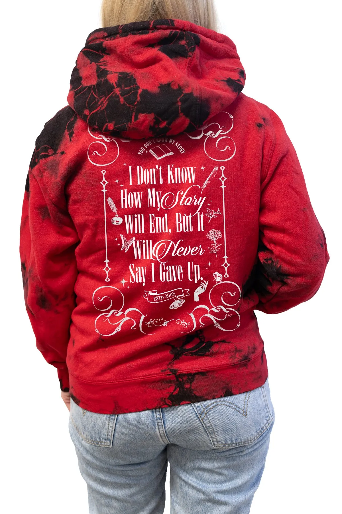 You Don't Know My Story Tie Dye Pullover  Hoodie - Red/Black