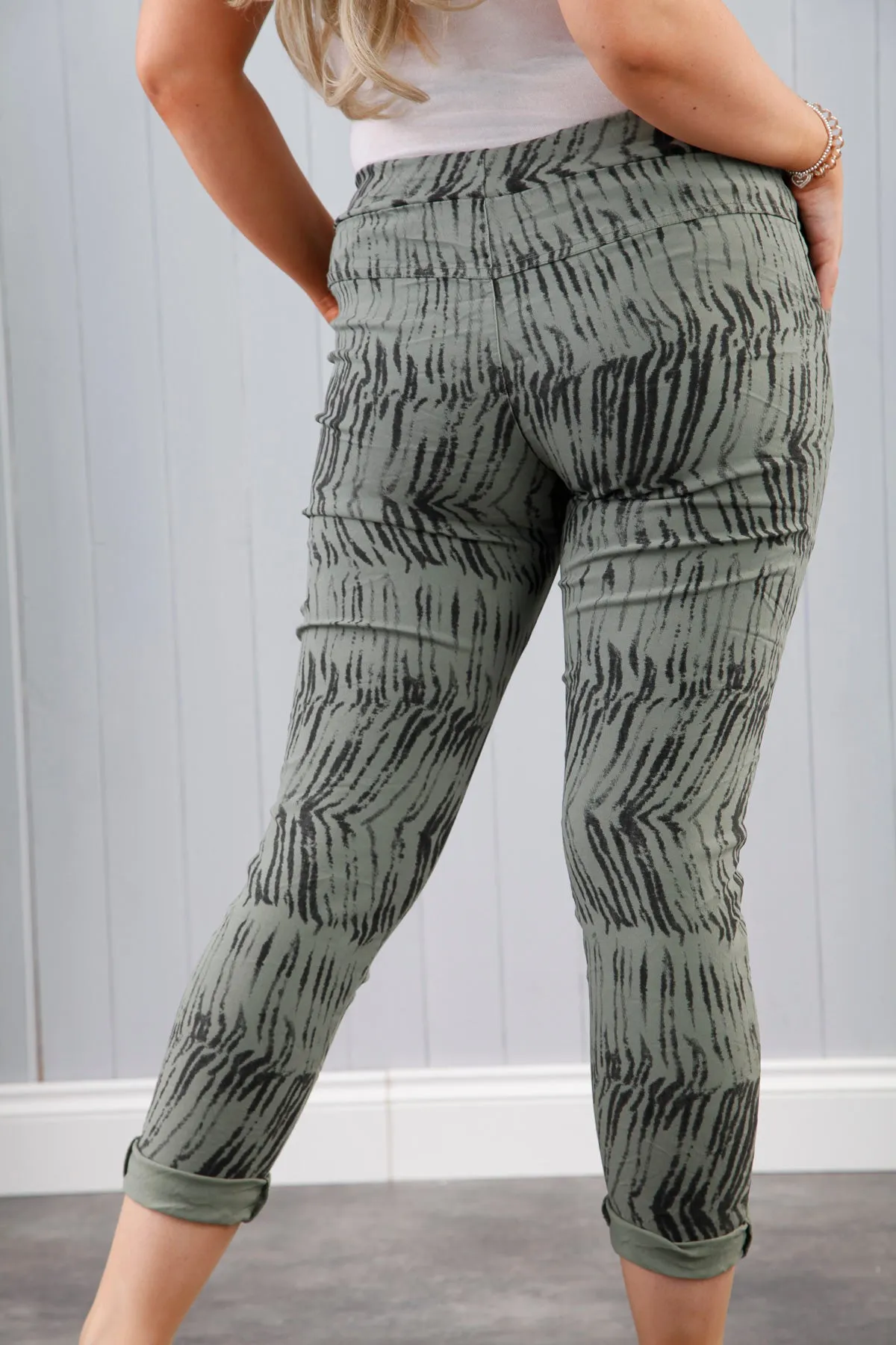 Zebra Print Magic Pants Khaki