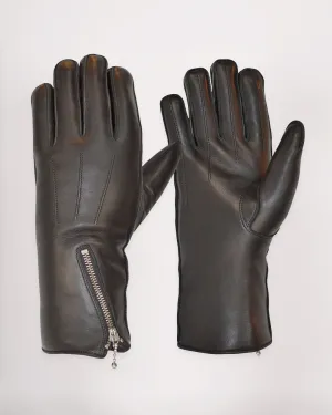 Zipped Merino Wool Lined Cafe Racer Gloves