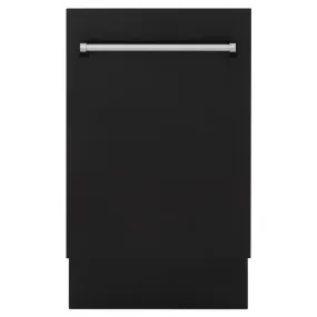 ZLINE 18 in. Tallac Series 3rd Rack Top Control Dishwasher with a Stainless Steel Tub with Black Matte Panel, 51dBa (DWV-BLM-18)