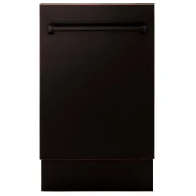 ZLINE 18 in. Tallac Series 3rd Rack Top Control Dishwasher with a Stainless Steel Tub with Oil-Rubbed Bronze Panel, 51dBa (DWV-ORB-18)