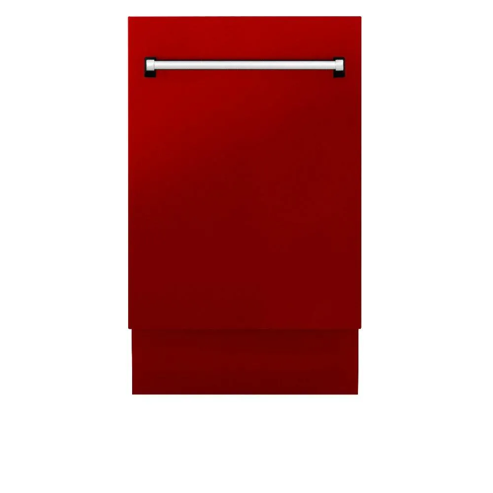 ZLINE 18 in. Tallac Series 3rd Rack Top Control Dishwasher with a Stainless Steel Tub with Red Gloss Panel, 51dBa (DWV-RG-18)