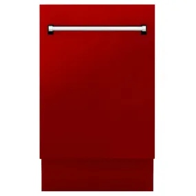 ZLINE 18 in. Tallac Series 3rd Rack Top Control Dishwasher with a Stainless Steel Tub with Red Gloss Panel, 51dBa (DWV-RG-18)