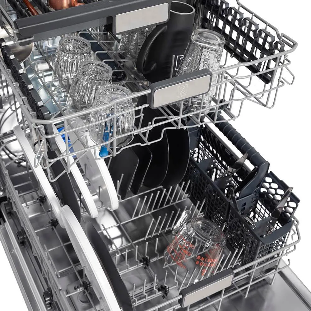 ZLINE 24 in. Monument Series 3rd Rack Top Touch Control Dishwasher with Black Matte Panel, 45dBa (DWMT-BLM-24)