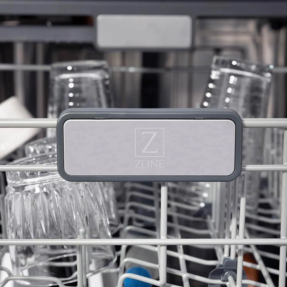 ZLINE 24 in. Monument Series 3rd Rack Top Touch Control Dishwasher with Black Stainless Steel Panel, 45dBa (DWMT-BS-24)