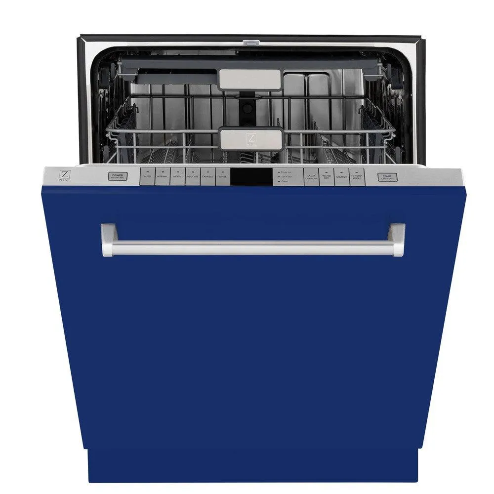 ZLINE 24 in. Monument Series 3rd Rack Top Touch Control Dishwasher with Blue Gloss Panel, 45dBa (DWMT-24-BG)