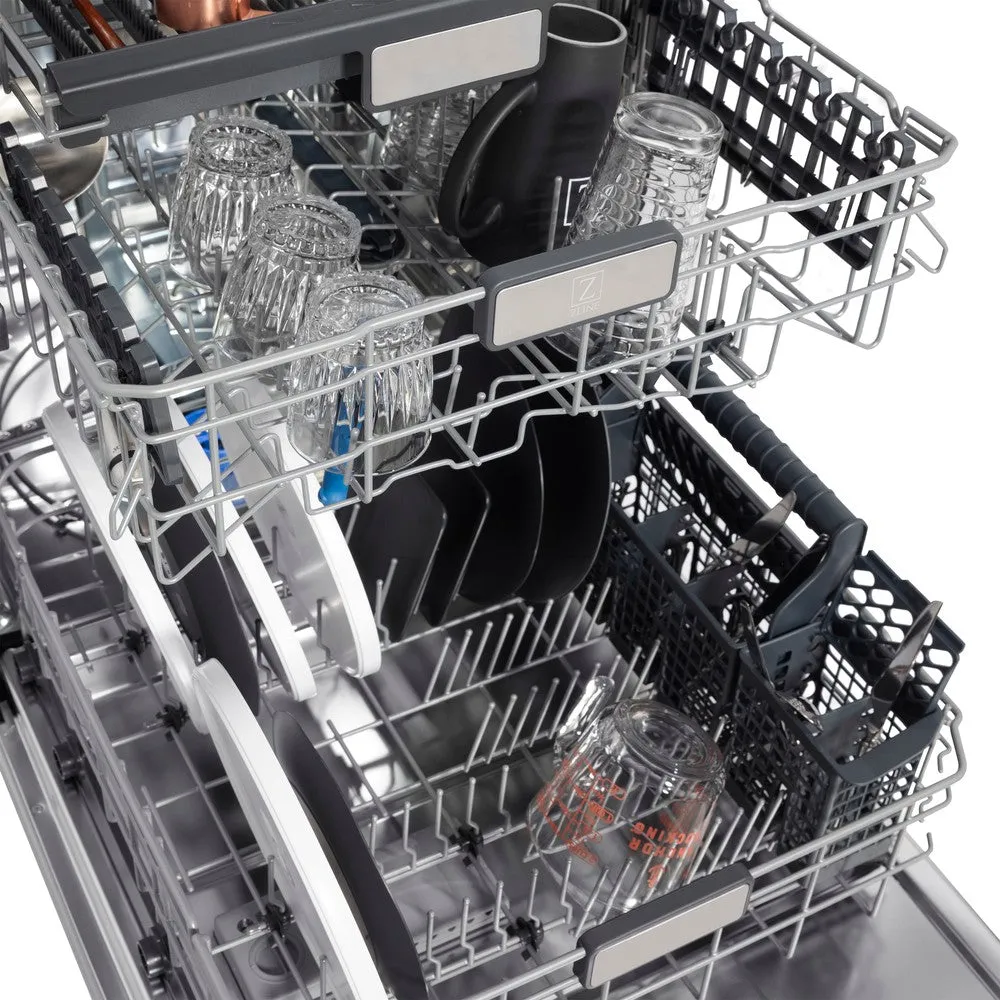 ZLINE 24 in. Panel Ready Monument Series 3rd Rack Top Touch Control Dishwasher with Stainless Steel Tub, 45dBa (DWMT-24)