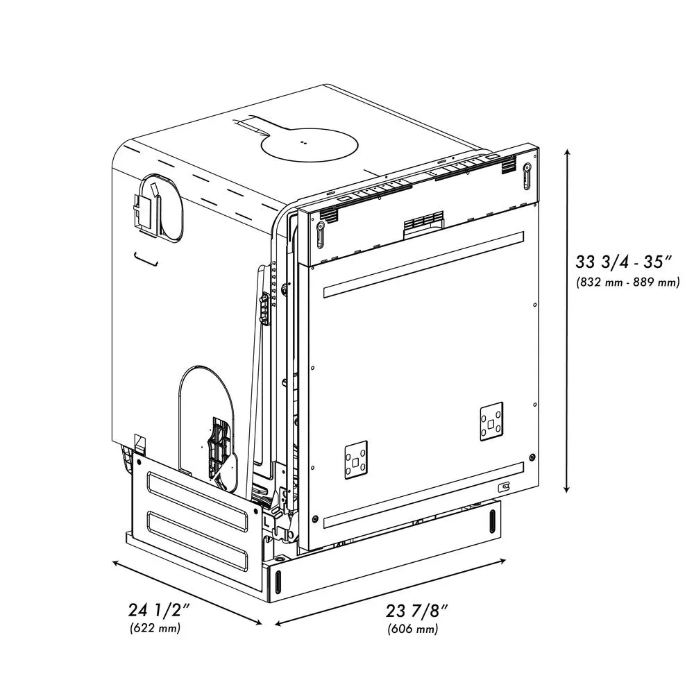 ZLINE 24 in. Panel Ready Monument Series 3rd Rack Top Touch Control Dishwasher with Stainless Steel Tub, 45dBa (DWMT-24)