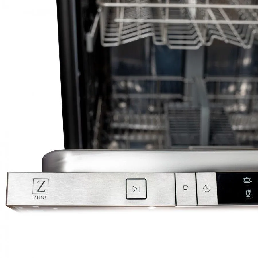 ZLINE 24 in. Top Control Dishwasher with Fingerprint Resistant Stainless Steel Panel and Traditional Style Handle, 52dBa (DW-SN-H-24)