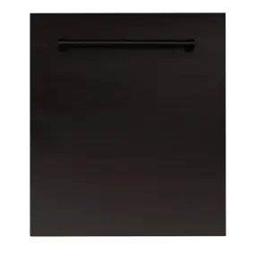 ZLINE 24 in. Top Control Dishwasher with Oil-Rubbed Bronze Panel and Traditional Style Handle, 52dBa (DW-ORB-H-24)