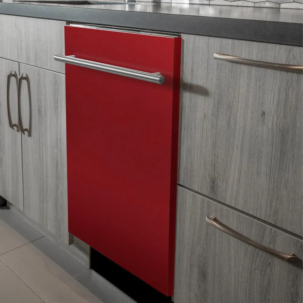 ZLINE 24 in. Top Control Dishwasher with Red Gloss Panel and Modern Style Handle, 52dBa (DW-RG-H-24)