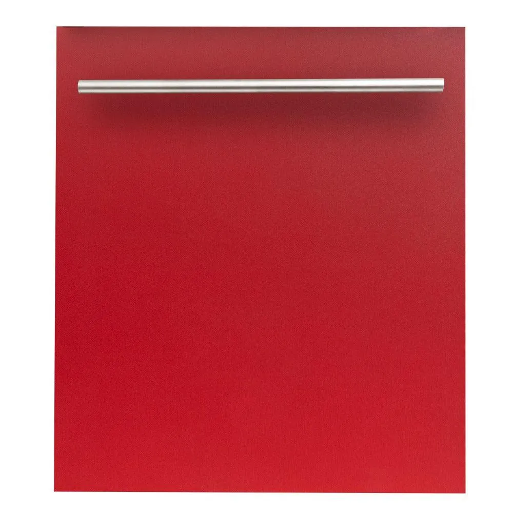 ZLINE 24 in. Top Control Dishwasher with Red Matte Panel and Modern Style Handle, 52dBa (DW-RM-H-24)