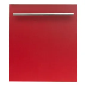 ZLINE 24 in. Top Control Dishwasher with Red Matte Panel and Modern Style Handle, 52dBa (DW-RM-H-24)