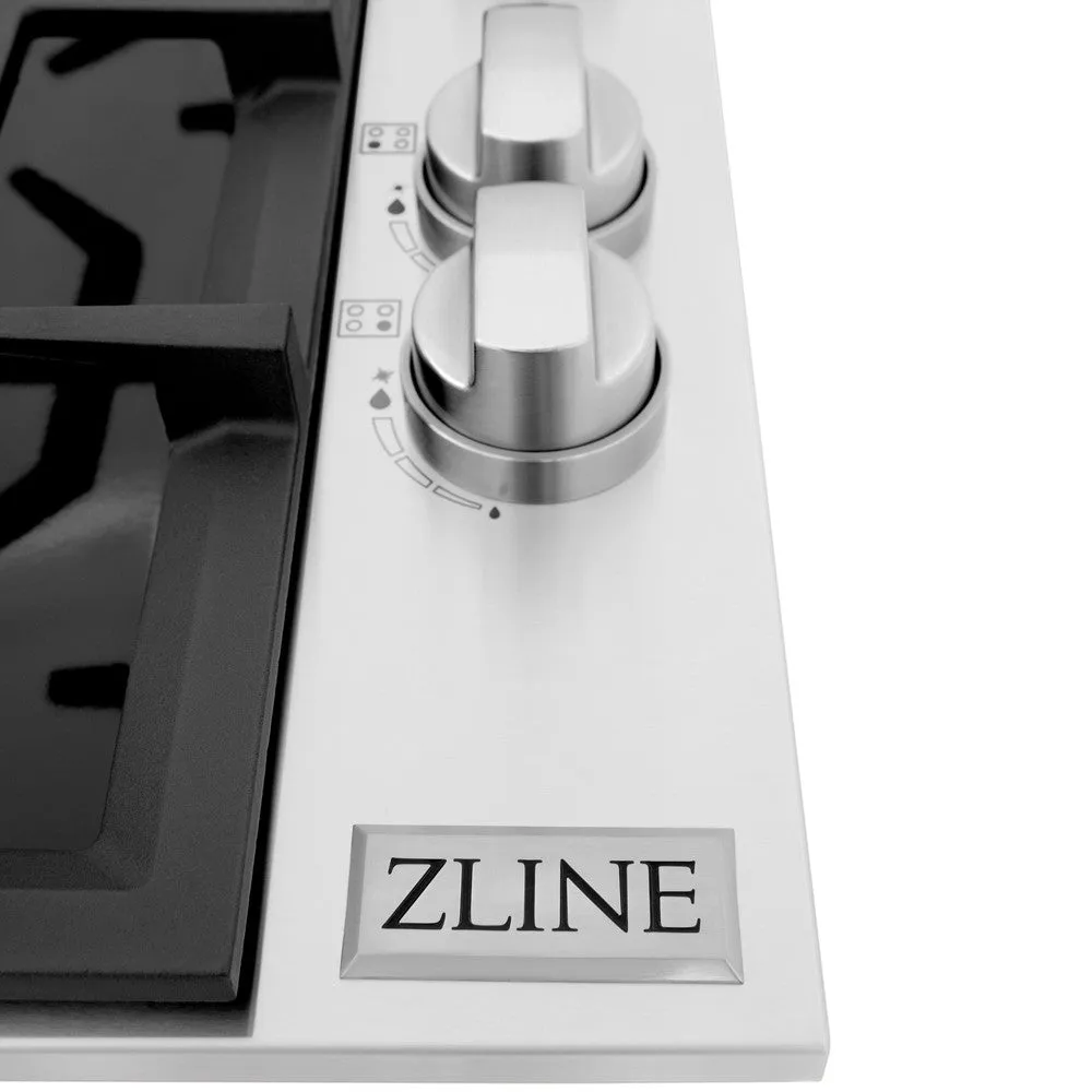 ZLINE 30 in. Gas Cooktop with 4 Brass Burners and Black Porcelain Top (RC-BR-30-PBT)