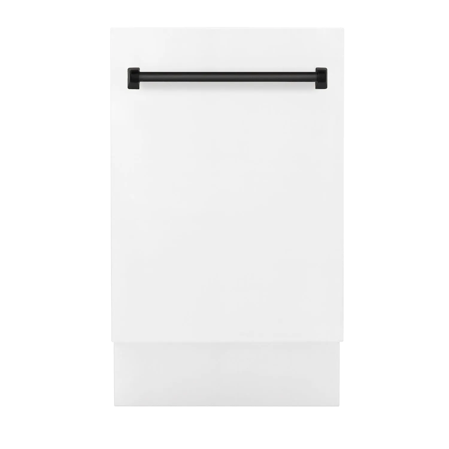 ZLINE Autograph Edition 18 in. Compact 3rd Rack Top Control Dishwasher in White Matte with Matte Black Accent Handle, 51dBa (DWVZ-WM-18-MB)