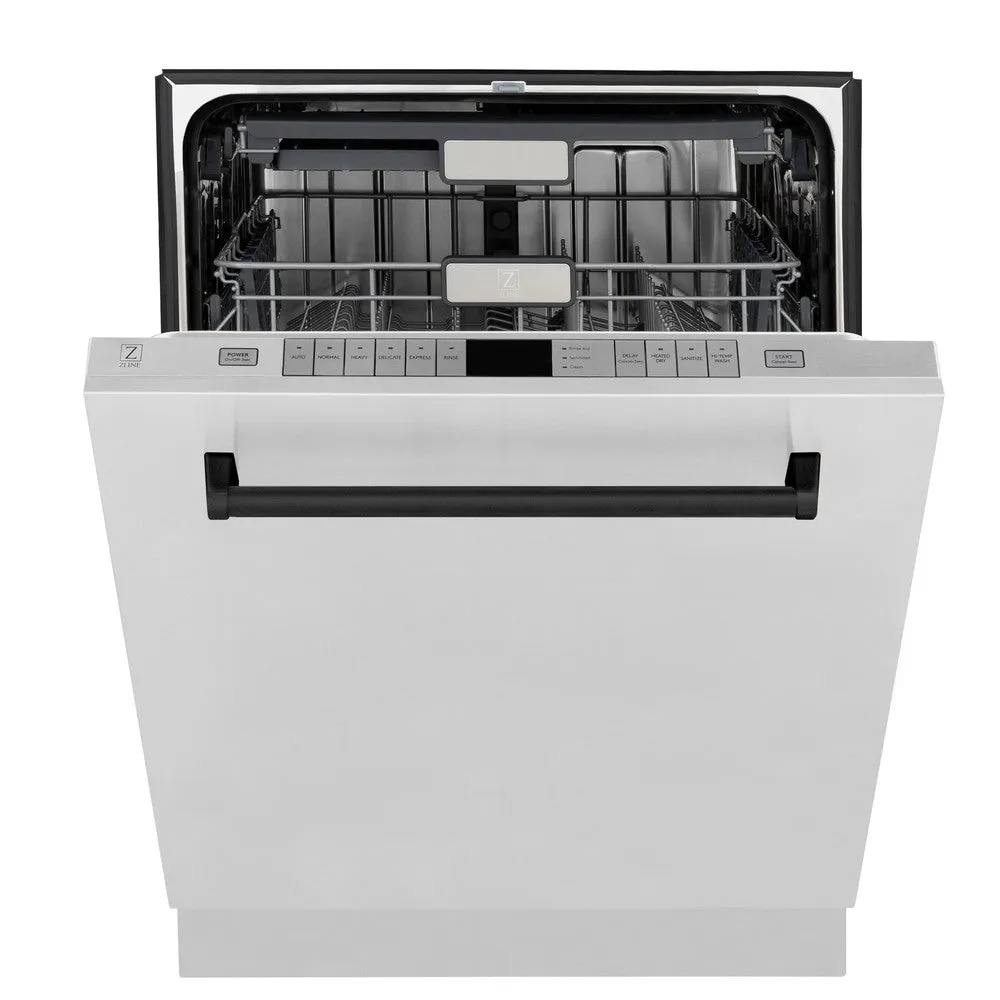 ZLINE Autograph Edition 24 in. Monument Series 3rd Rack Top Touch Control Tall Tub Dishwasher in Stainless Steel with Matte Black Handle, 45dBa (DWMTZ-304-24-MB)