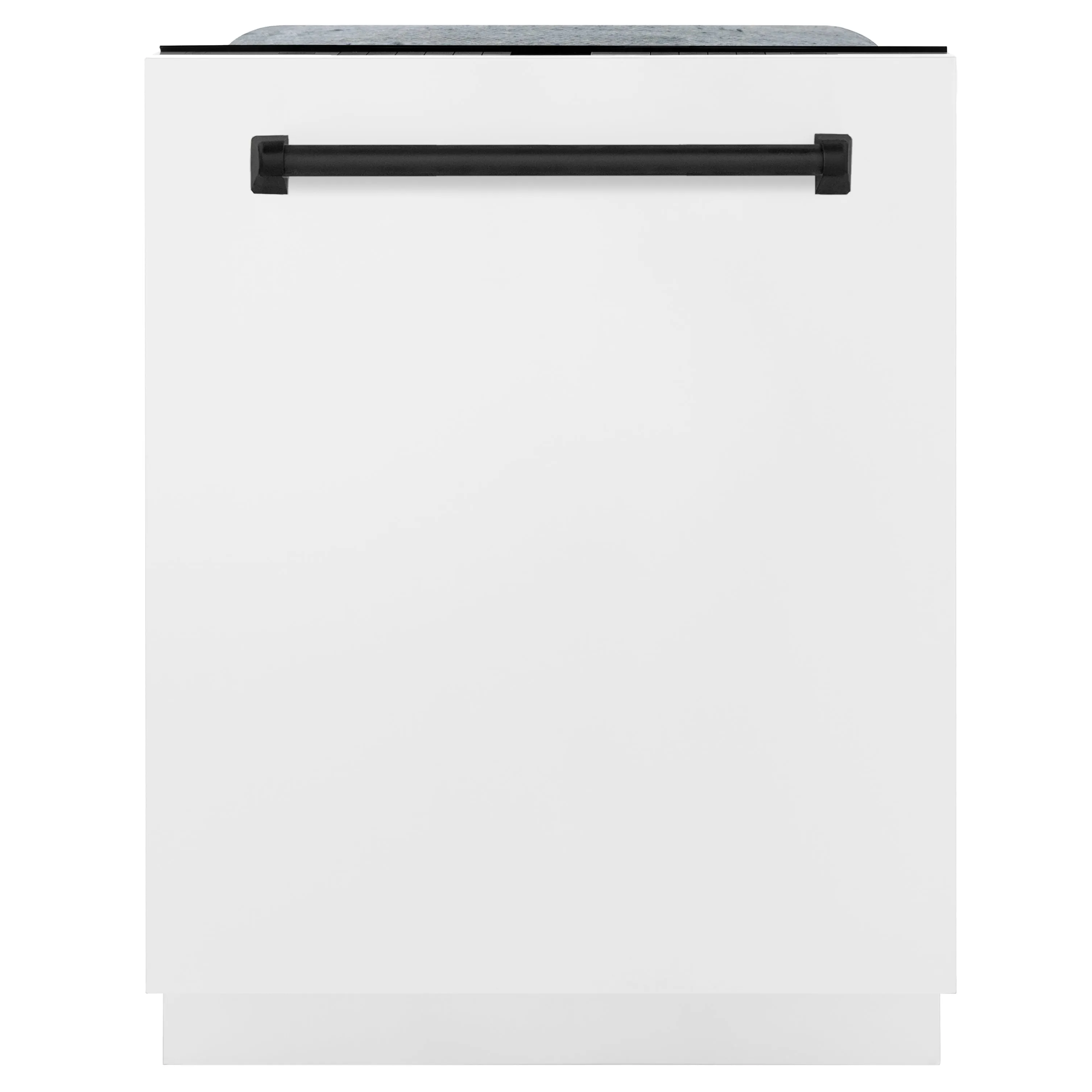 ZLINE Autograph Edition 24 in. Monument Series 3rd Rack Top Touch Control Tall Tub Dishwasher in White Matte with Matte Black Accent Handle, 45dBa (DWMTZ-WM-24-MB)