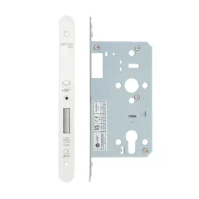 Zoo Din Euro Deadlock- Backset 60mm - 2 Pc Forend - Radius - PCW - Powder Coated White-Powder Coat White